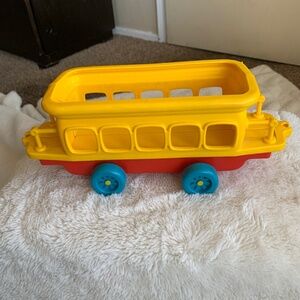 1986 Playskool Train Car Toy Attachment Piece Vintage Red Yellow